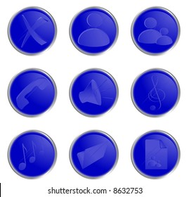 Illustration of the blue round web buttons