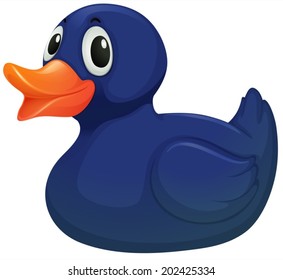 Ilustración de un pato de goma azul sobre un fondo blanco