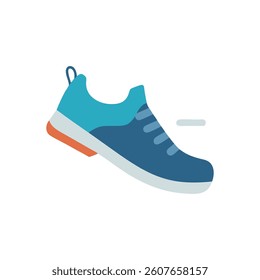 Illustration of a blue running shoe in motion design