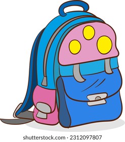 Illustration of a Blue School Backpack with a Rucksack