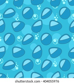 Illustration Blue Seamless Pattern with Water Drops. Aqua Wallpaper - Vector