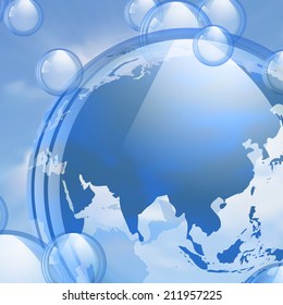 An illustration of the blue sky and bubbles. Background. Layered.