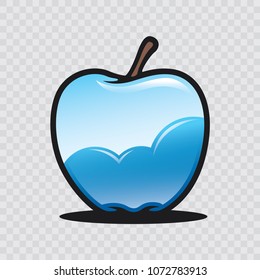 Illustration Of A Blue Sky With Cloud Inside An Apple