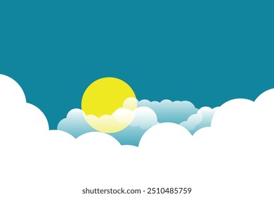 illustration of blue sky in clouds with sun