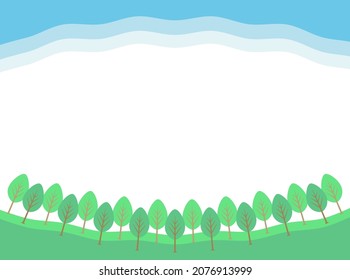Illustration of blue sky and forest