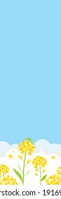 Ilustración del cielo azul y flores de violación, vertical larga (bandera-bandera)