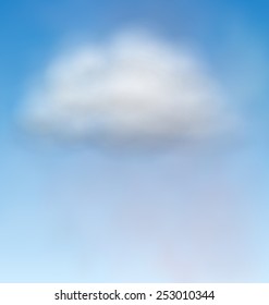 Illustration blue sky with realistic clouds, heaven background - vector