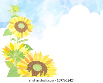 Illustration of blue sky and sunflower