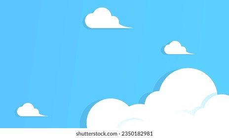 Illustration of blue sky with white clouds with copy space area, can use for background. Vector file every object is separated