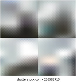Illustration of a blue sky and white clouds. Vector web and mobile interface templates. Blurred hexagonal backgrounds set
