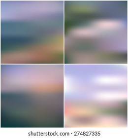 Illustration of a blue sky and white clouds. Vector web and mobile interface templates. Editable blurred backgrounds set