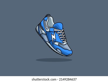 illustration of blue sneaker cartoon