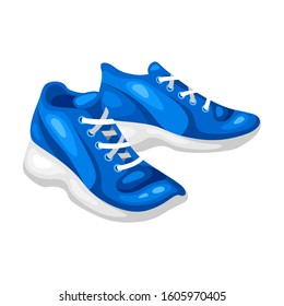 Illustration of blue sneakers. Fitness sport cartoon icon.