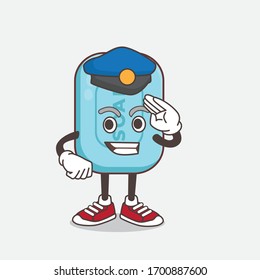 An illustration of Blue Soap cartoon mascot character working as a Police officer