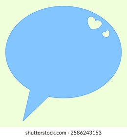 Illustration of a blue speech bubble with heart decorations, ideal for design and communication themes.