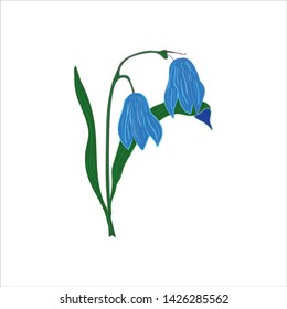 Illustration of blue spring flowers on a white background.