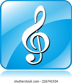 Illustration of blue square design icon for music