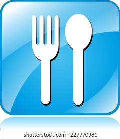 Illustration of blue square design icon for restaurant