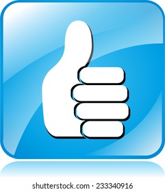 illustration of blue square icon for like
