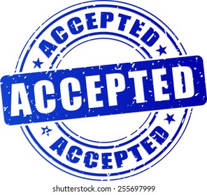 Illustration of blue stamp icon for accepted