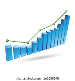 Ilustración de Blue Stats Graph aislado en un fondo blanco