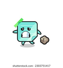 illustration of the blue sticky notes running in fear , cute style design for t shirt, sticker, logo element