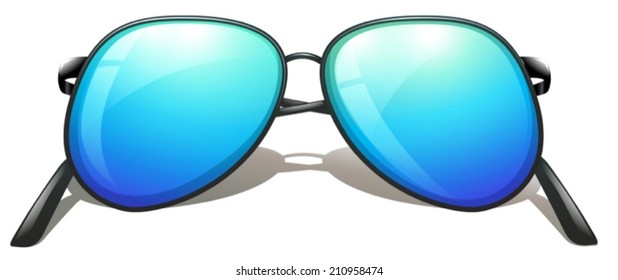 Illustration of a blue sunglasses on a white background