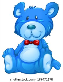 Illustration of a blue teddy bear on a white background