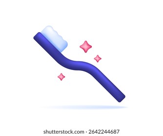 illustration of a blue toothbrush. tool for brushing and cleaning teeth. object or item. symbol or icon. minimalist 3d style design. asset element
