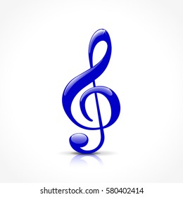 Illustration Blue Treble Clef On White Stock Vector (royalty Free 