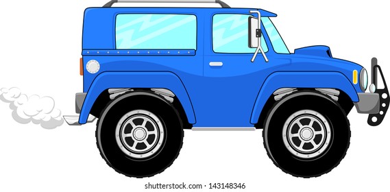 illustration of blue truck cartoon isolated on white background