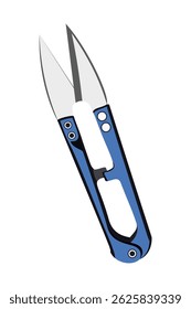 Illustration of a blue utility knife with pointed metal blades and ergonomic handle
