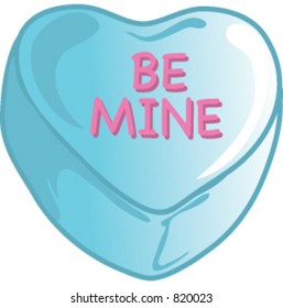 Illustration of a blue Valentine candy