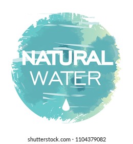 Illustration with blue water color paint splashes and smudges