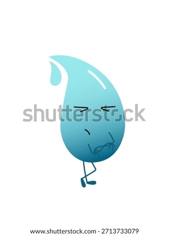 Illustration of a blue  water drop character with a closed-eyes, pouting, and offended expression. Represents feeling upset, ignored, or disappointed.