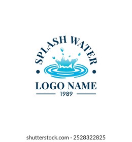 Illustration of blue water drop and splash logo design collection