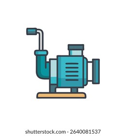 Illustration of a blue water pump machinery design