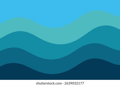 Illustration of blue waves. The image features a simple design with varying shades of blue, creating a calming and serene visual.