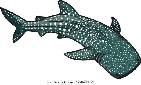 
illustration of a blue whale shark with white dots