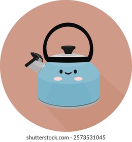 illustration of blue whistle kettle vector kawaii