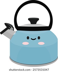 illustration of blue whistle kettle vector kawaii