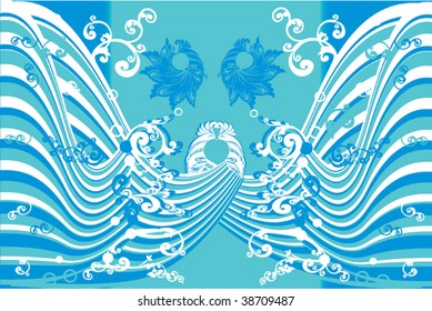 ilustração com fundo abstrato azul e branco