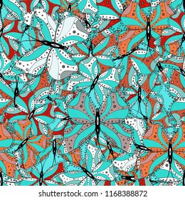 Illustration in blue, white and black colors. Beautiful fashion pattern with butterflies. Vector illustration. Fashion cute fabric design. Fantasy illustration.