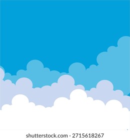 Ilustração de nuvens azuis e brancas em um plano de fundo azul em um estilo plano. Modelo de projeto abstrato. Céu azul.