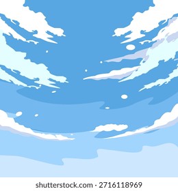Ilustración de nubes azules y blancas sobre un fondo azul en un estilo plano. Plantilla de diseño Abstractas. Cielo azul.