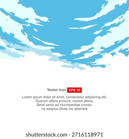 Ilustración de nubes azules y blancas sobre un fondo azul en un estilo plano. Plantilla de diseño Abstractas. Cielo azul.