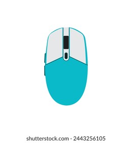 Illustration of a blue and white gaming mouse. Wired and wireless mouse, computer mouse logos and icons