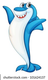 Illustration of a blue and white shark