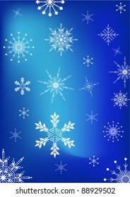 fondo de copo de nieve azul y blanco