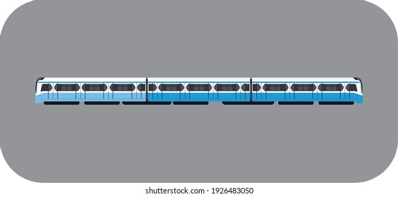Illustration of blue and white train